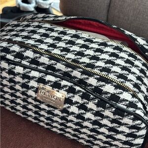 Revlon Houndstooth Toiletry Bag with Red Lining